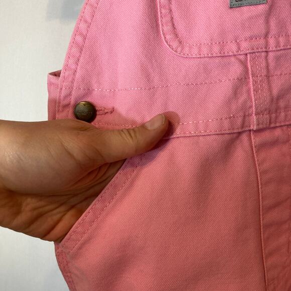 Carhartt Toddler Girls Pink Lemonade Plaid Flannel Lined Canvas Bib Overalls - Picture 5 of 12
